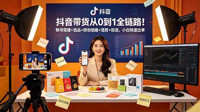 (18963期)抖音带货从0到1全链路!账号搭建+选品+原创拍摄+混剪+投流,小白快速出单-副业吧