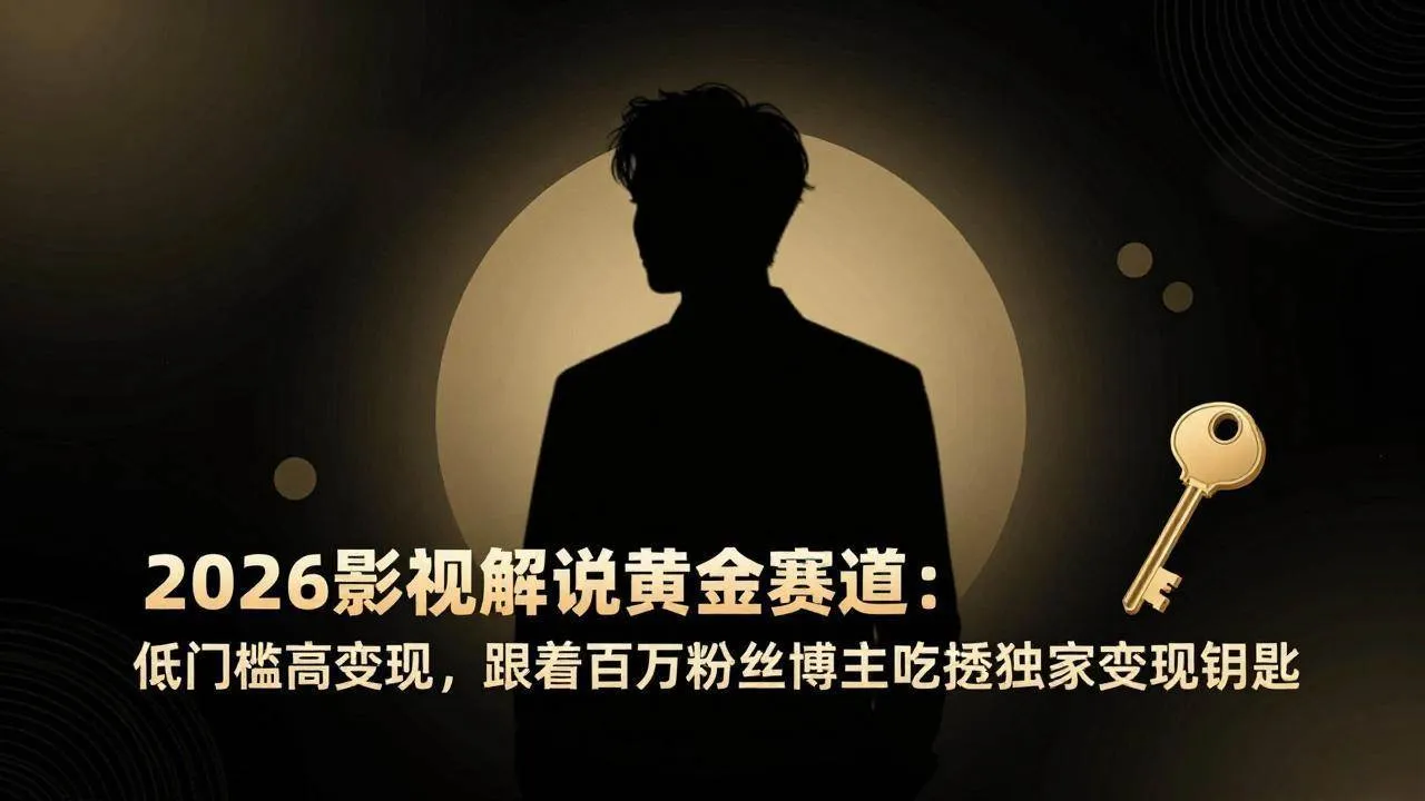 （17721期）2026影视解说黄金赛道：低门槛高变现，跟着百万粉丝博主吃透独家变现钥匙-副业吧