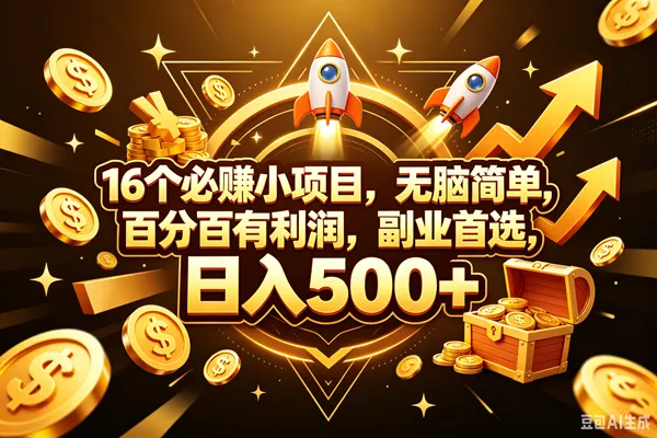 (18440期)16个必赚钱的小项目,百分百赚米,无脑简单,副业首选,日入300+-副业吧