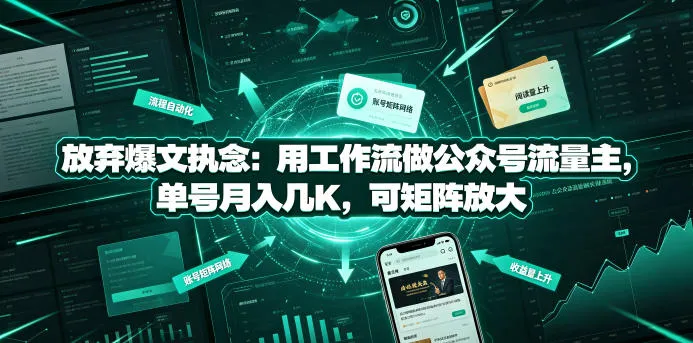 放弃爆文执念：用工作流做公众号流量主，单号月入几K，可矩阵放大-副业吧