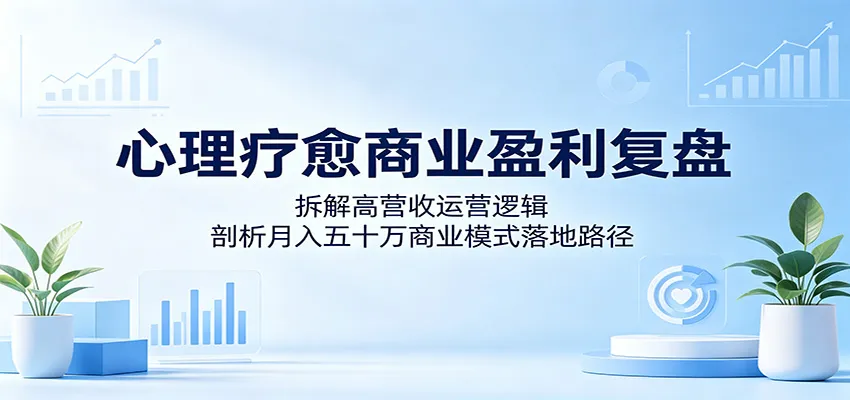 心理疗愈商业盈利复盘：拆解高营收运营逻辑，剖析月入五十万商业模式落地路径-副业吧