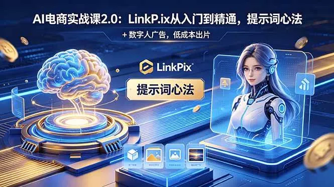 （18655期）AI 电商实战课2.0｜LinkPix 从入门到精通，提示词心法 + 数字人广告，低成本出片-副业吧