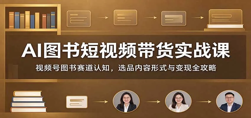 AI图书短视频带货实战课:视频号图书赛道认知,选品内容形式与变现全攻略-副业吧