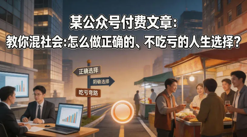 某公众号付费文章：教你混社会：怎么做正确的、不吃亏的人生选择？-副业吧