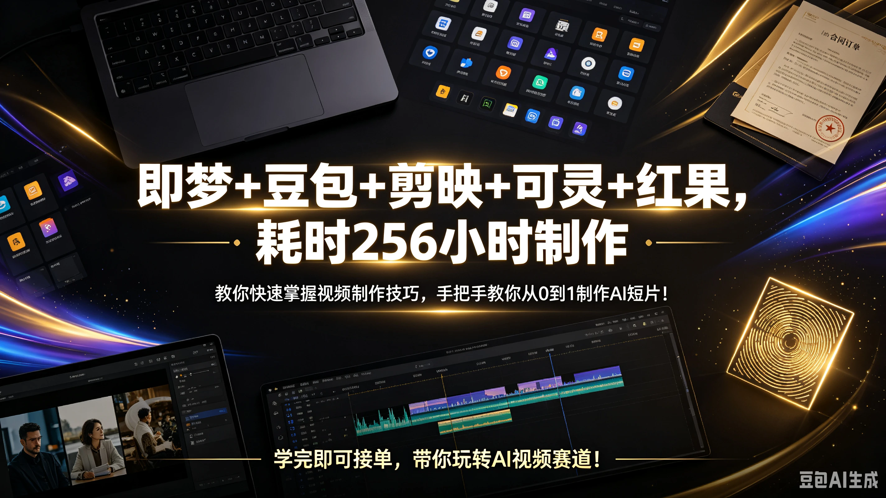 【精】即梦+豆包+剪映+可灵+红果,耗时256小时制作,教你快速掌握视频制作技巧,手把手教你从0到1制作AI短片!学完即可接单,带你玩转AI视频赛道!-副业吧