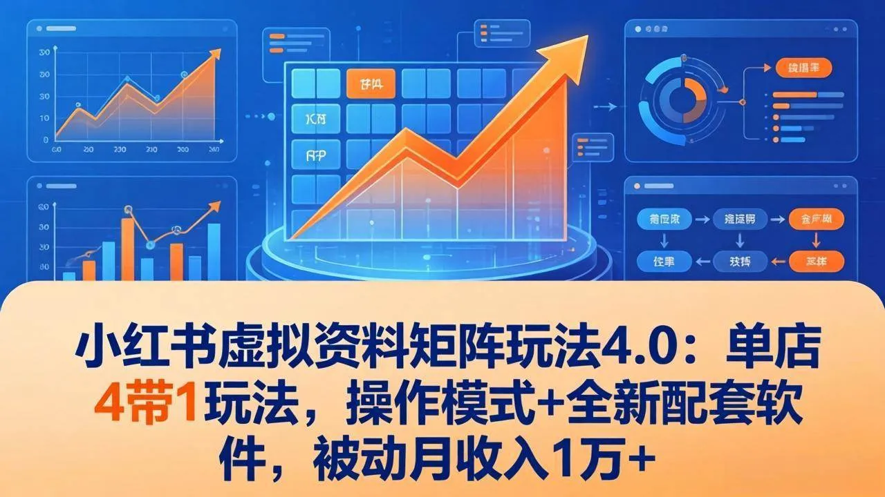(17730期)小红书虚拟资料矩阵玩法4.0:单店4带1玩法,操作模式+全新配套软件,被动月收入1万+-副业吧