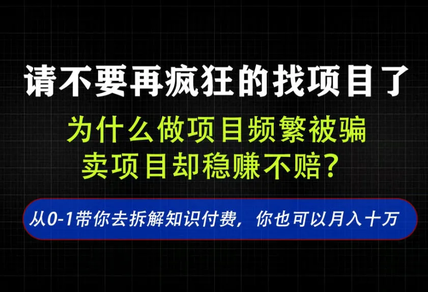 找项目？别傻了！卖项目才是真的一本万利！看完你全都懂了【揭秘】-副业吧