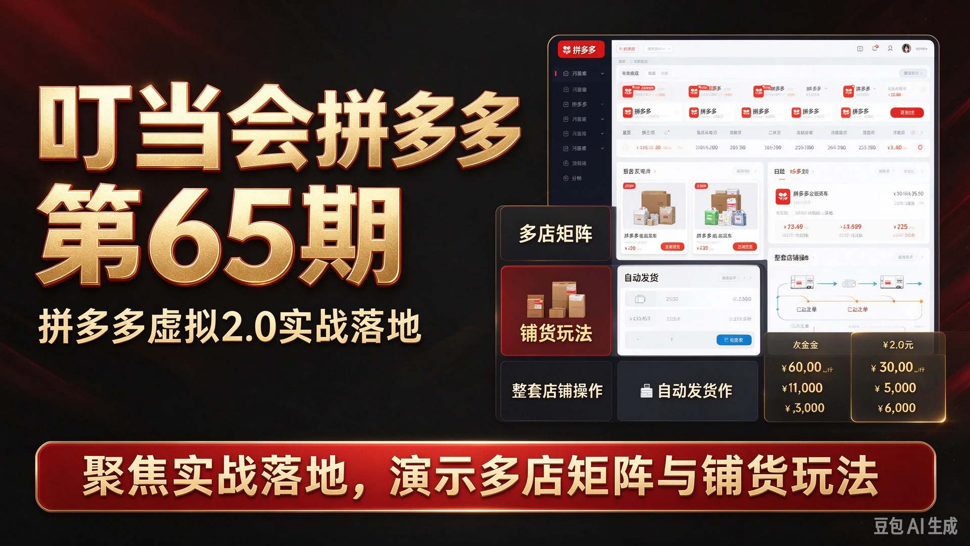 【精】叮当会拼多多第65期拼多多虚拟2.0聚焦实战落地,讲解多店矩阵与铺货玩法,演示自动发货等整套店铺操作-副业吧