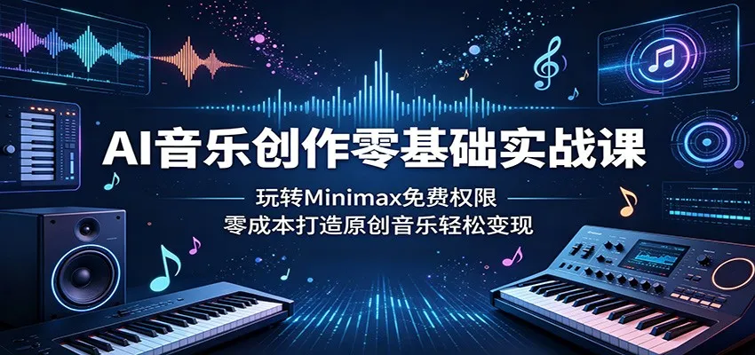 AI音乐创作零基础实战课:玩转Minimax免费权限,零成本打造原创音乐轻松变现-副业吧