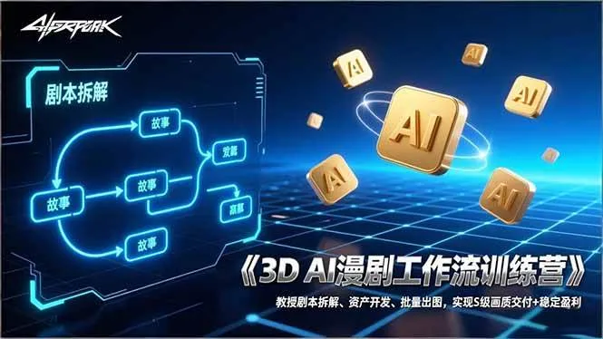 （17276期）3D AI漫剧工作流训练营：教授剧本拆解、资产开发、批量出图，实现S级画质交付+稳定盈利-副业吧