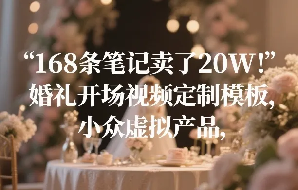 168条笔记卖了20W！婚礼开场视频定制模板，小众虚拟产品-副业吧