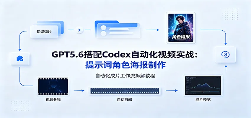 GPT5.6搭配Codex自动化视频实战:提示词角色海报制作,自动化成片工作流拆解教程-副业吧