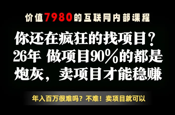 26年请不要疯狂的找项目了,卖项目远比你想象的暴利,你也可以月入10W+【揭秘】-副业吧