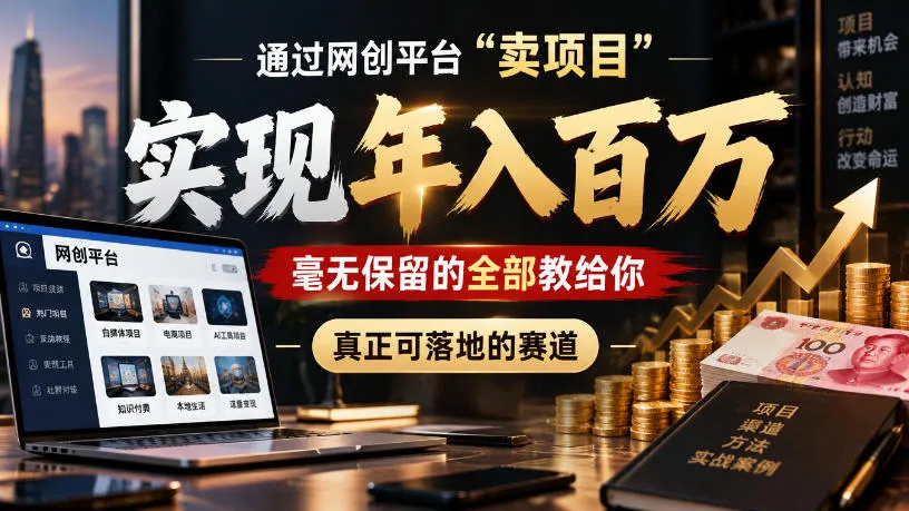 通过网创平台“卖项目”实现年入100w,毫无保留的全部教给你,真正可落地的赛道【揭秘】-副业吧