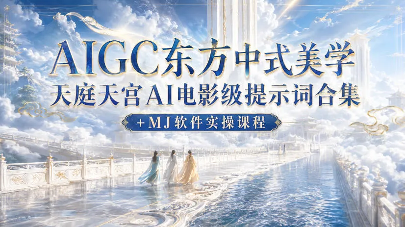 AIGC东方中式美学天庭天宫AI电影级提示词合集+MJ软件实操课程-副业吧