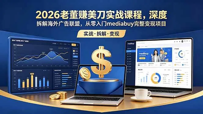 (18935期)2026老董赚美刀实战课程,深度拆解海外广告联盟,从零入门mediabuy完整变现项目-副业吧