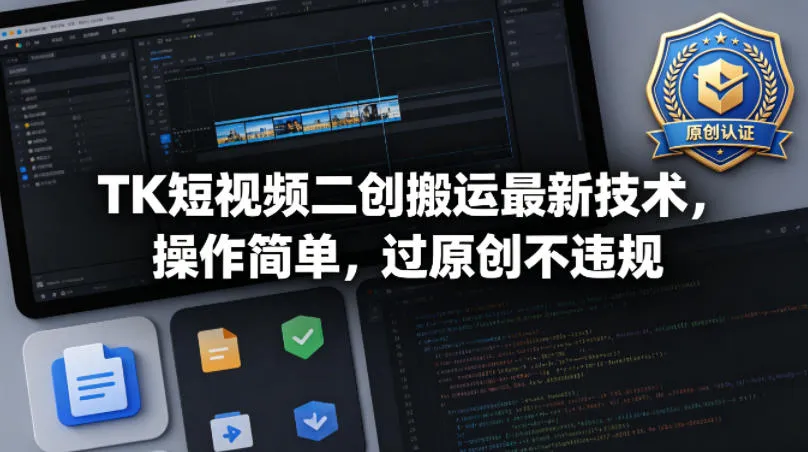 TK短视频二创搬运最新技术，操作简单，过原创不违规-副业吧