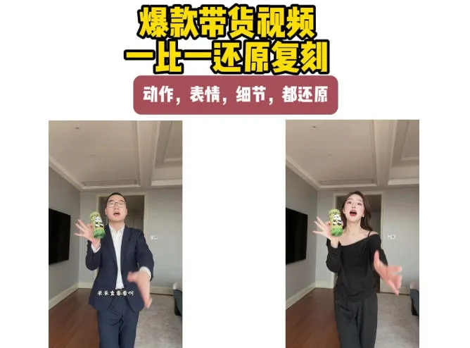 AI带货视频复刻，一比一还原加二创，动作，表情，细节，都还原，新手也能直接套用-副业吧