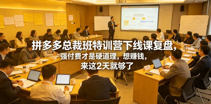 拼多多总裁班特训营下线课复盘,强付费才是硬道理,想賺钱,来这2天就够了-副业吧