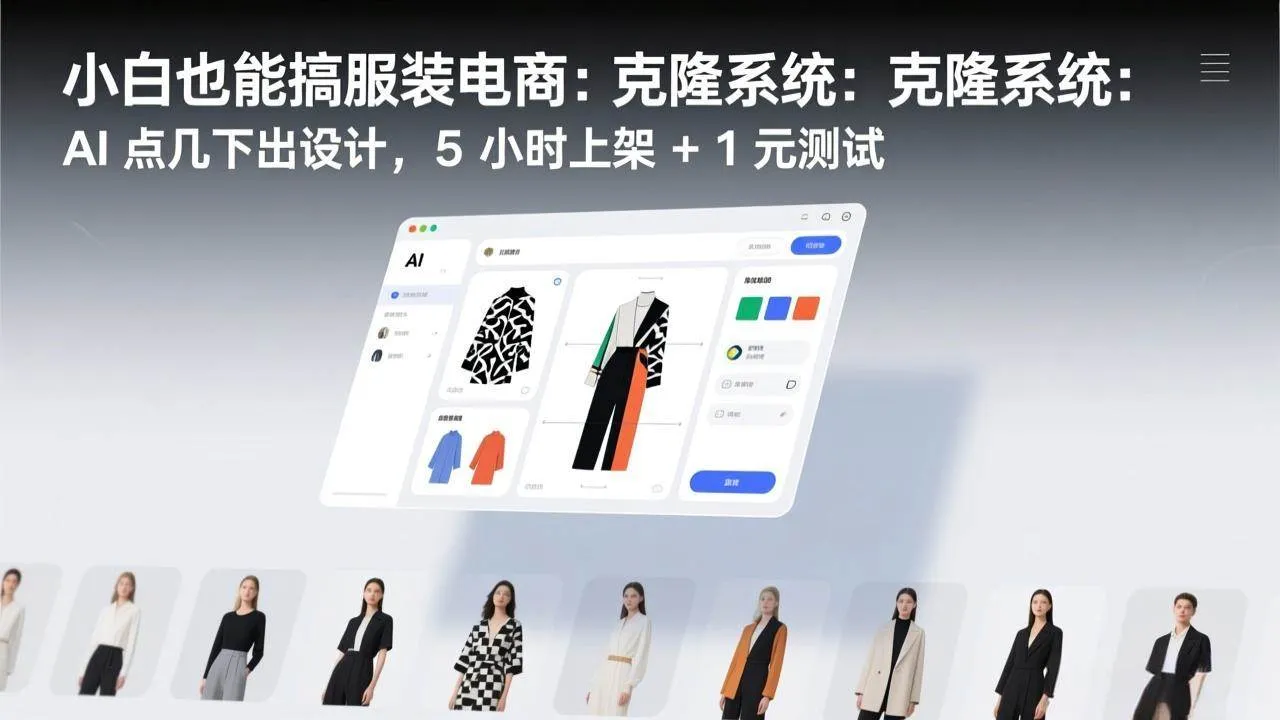 (17411期)小白也能搞服装电商:克隆系统:AI 点几下出设计,5 小时上架 + 1 元测试-副业吧