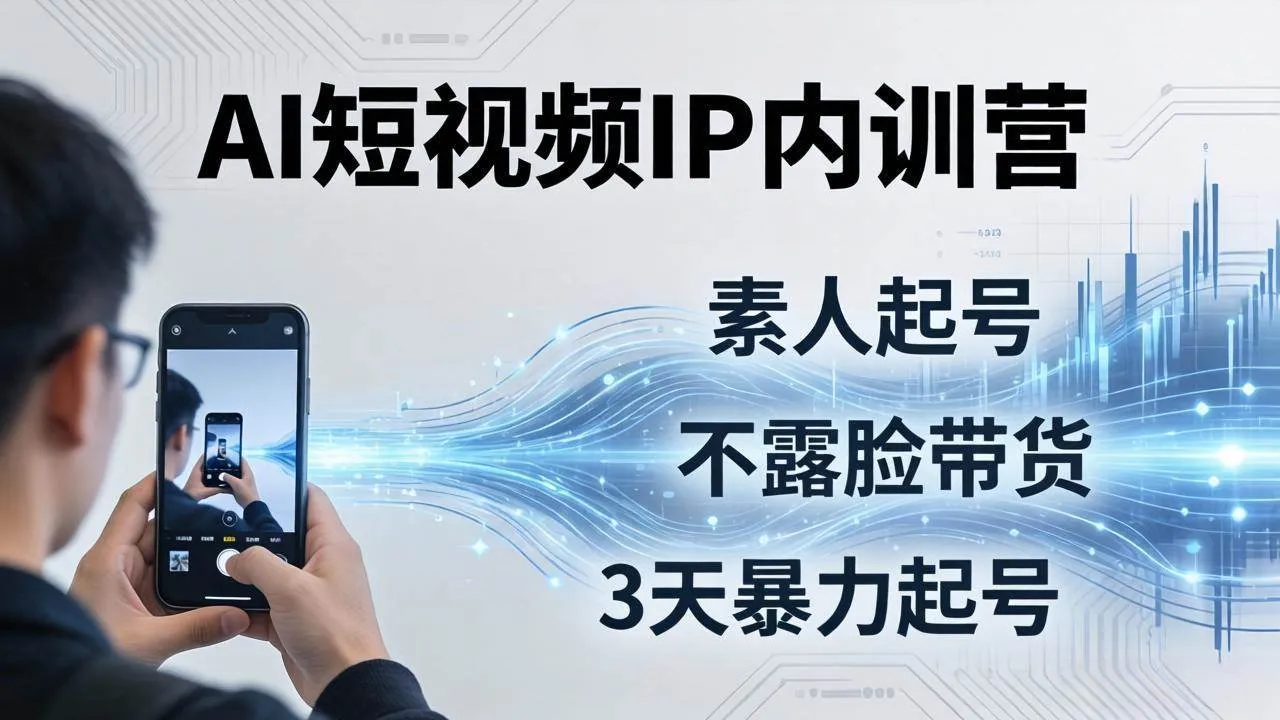 （17852期）2026AI短视频IP内训营：从素人起号到不露脸带货，3天暴力起号全流程拆解-副业吧