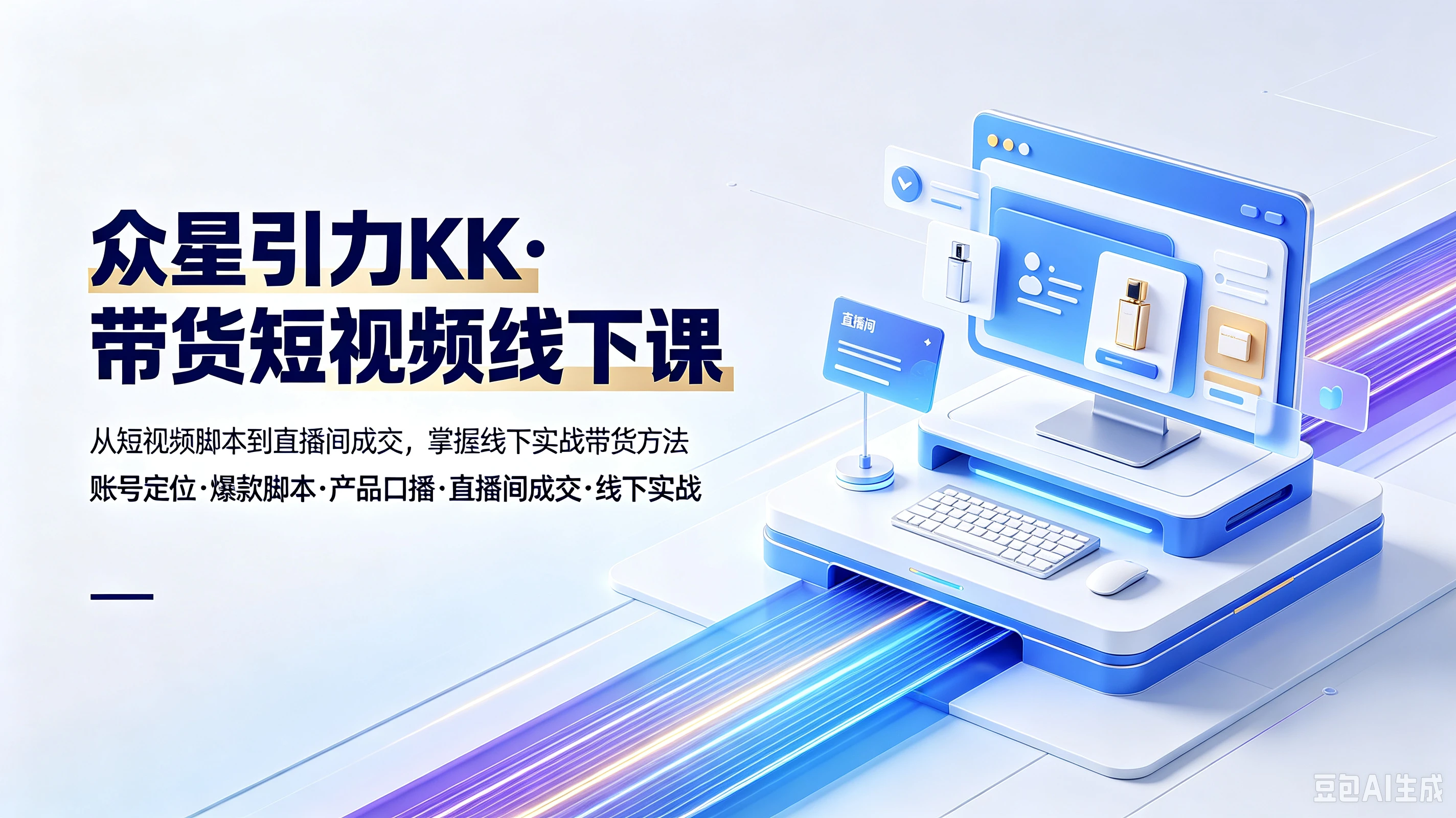 【精】众星引力KK·带货短视频线下课,从短视频脚本到直播间成交,掌握线下实战带货方法,账号定位、爆款脚本、产品口播、直播间成交、线下实战-副业吧
