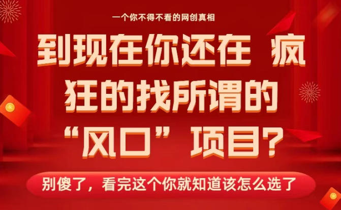 马上26年了,你还在找所谓的风口项目?别傻了,看完这个你全都懂了!【揭秘】-副业吧