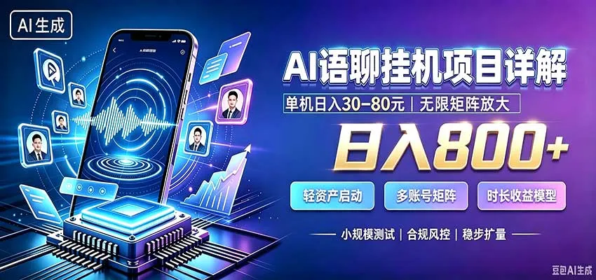 AI语聊挂机，日入800+，适用个人副业，工作室矩阵操作-副业吧