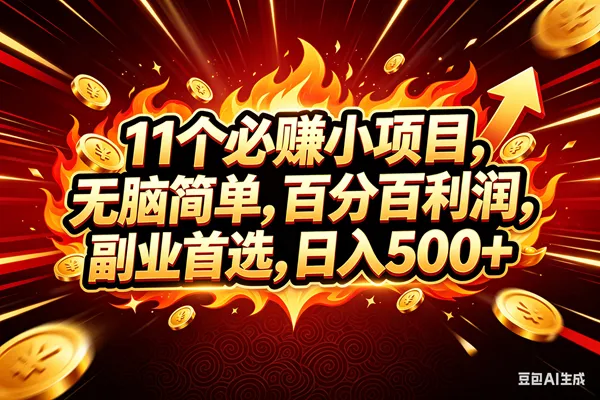 （18245期）11个必赚钱的小项目，百分百赚米，无脑简单，副业首选，日入300+-副业吧