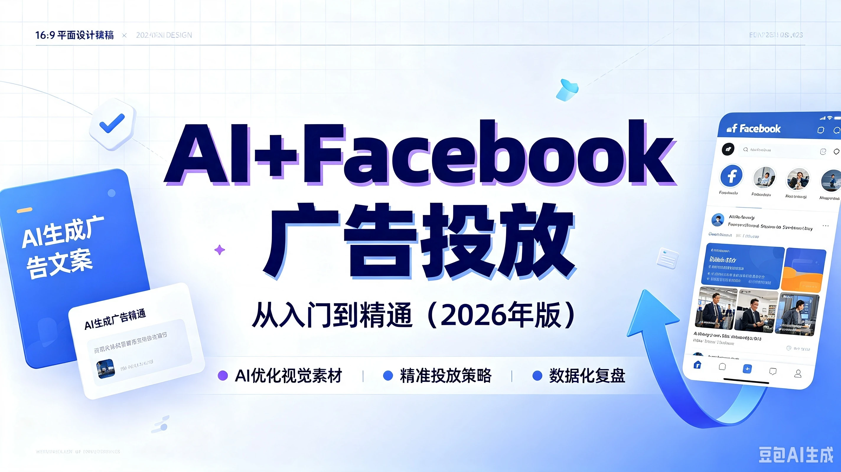 【精】AI+Facebook广告投放，从入门到精通（2026年版），AI优化视觉素材、精准投放策略、数据化复盘-副业吧