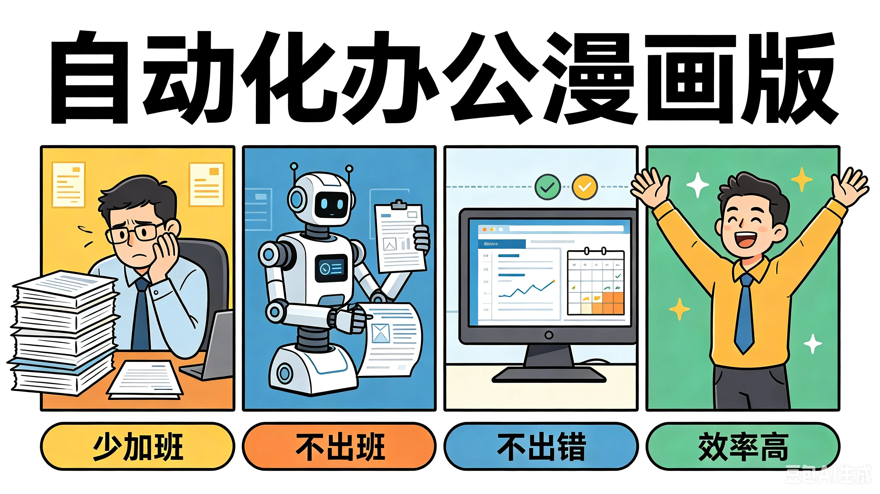 【精】自动化办公漫画版,少加班、不出班、不出错、效率高-副业吧