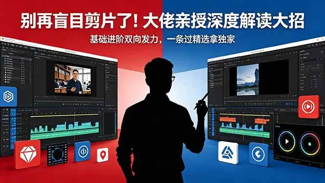 （18384期）别再盲目剪片了！大佬亲授深度解读大招，基础进阶双向发力，一条过精选拿独家-副业吧
