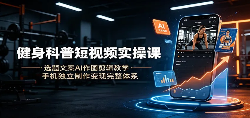 健身科普短视频实操课:选题文案AI作图剪辑教学,手机独立制作变现完整体系-副业吧