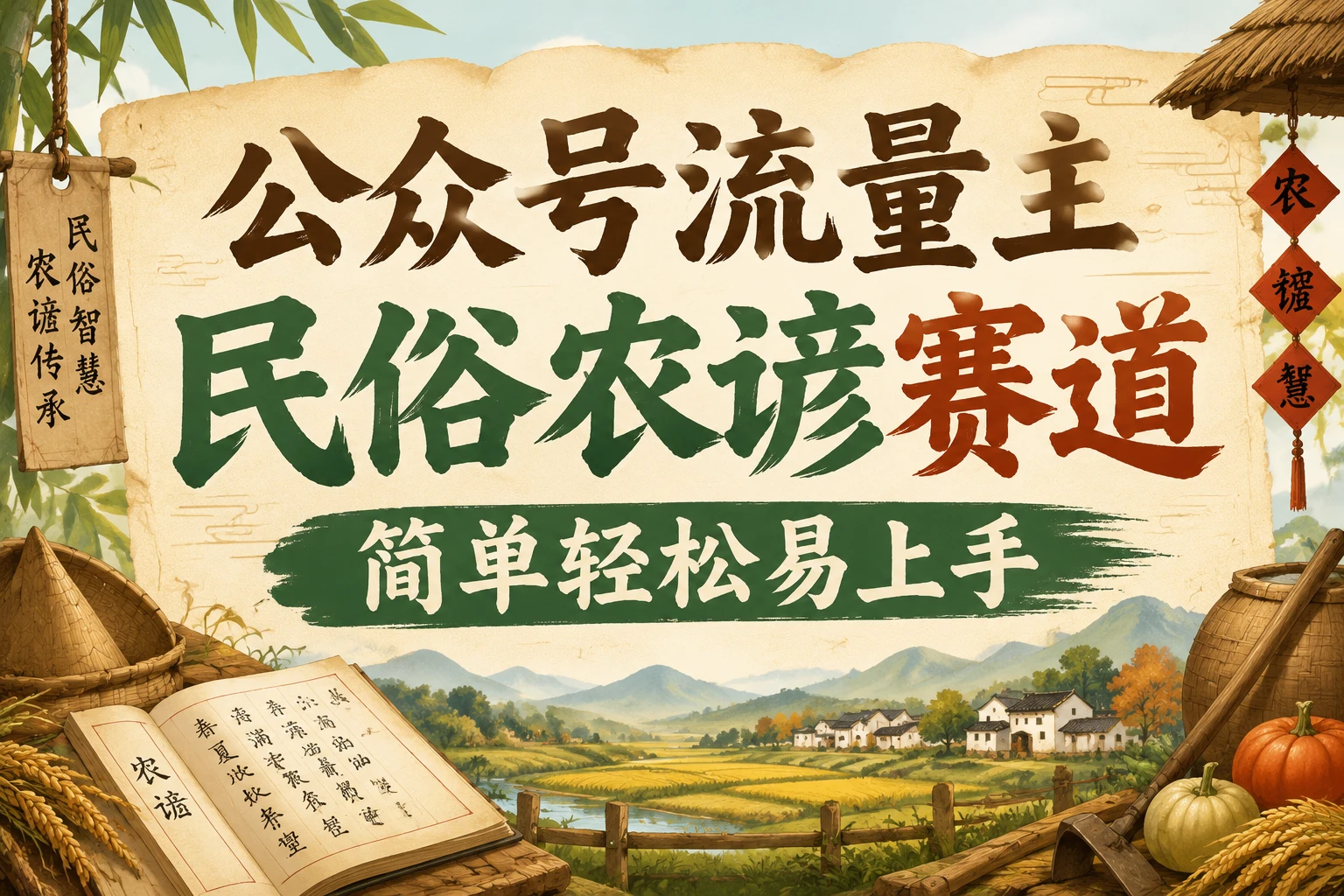 公众号流量主民俗农谚赛道，靠老祖宗留下的农谚写预测，选题不愁，结构固定，小白好上手！-副业吧