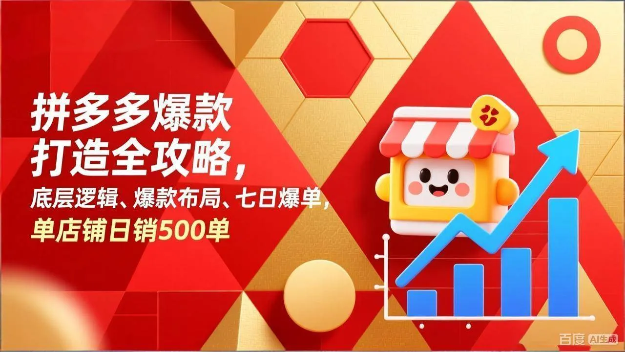 （17346期）拼多多爆款打造全攻略，底层逻辑、爆款布局、七日爆单，单店铺日销500单-副业吧