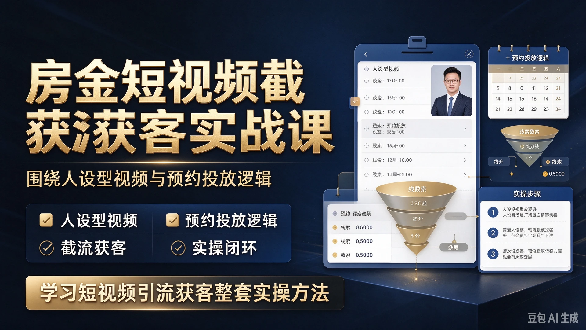 【精】房金短视频截流获客侧重实战落地,围绕人设型视频与预约投放逻辑,学习短视频引流获客整套实操方法-副业吧