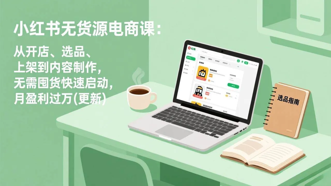 （18420期）小红书无货源电商课(5月12更新)：从开店、选品、上架到内容制作，无需囤货快速启动，月盈利过万-副业吧