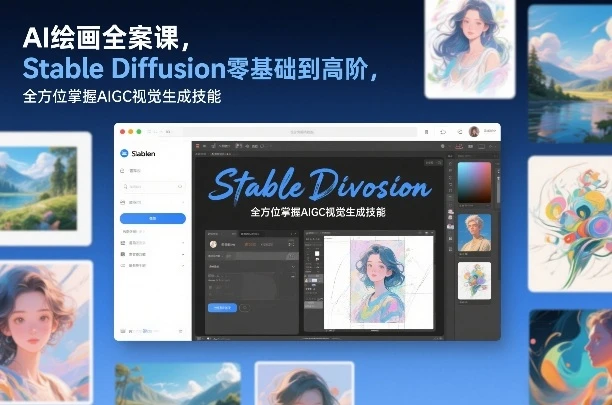 【精】AI绘画全案课，Stable Diffusion零基础到高阶，全方位掌握AIGC视觉生成技能-副业吧