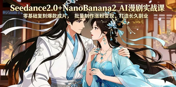 Seedance2.0+NanoBanana2 AI漫剧实战课,零基础复刻爆款成片涨粉变现,打造长久副业收益-副业吧