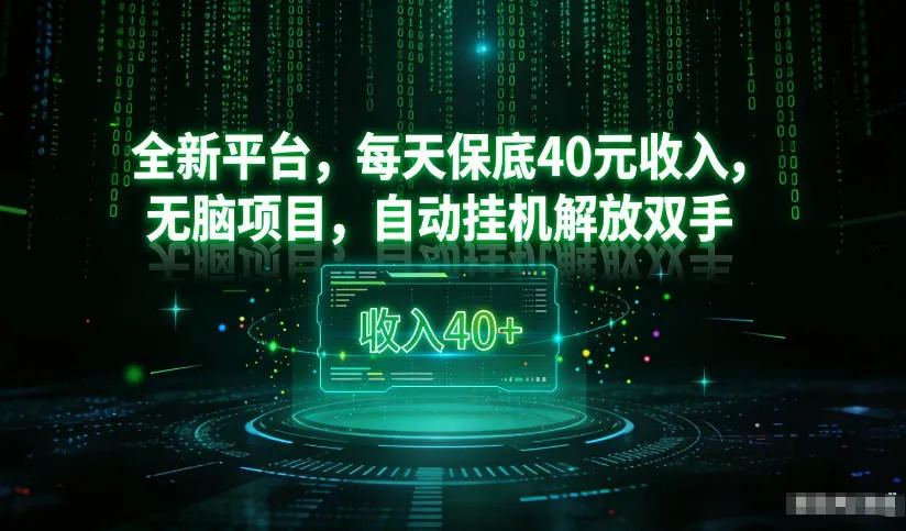 最新看广平台，每天保底30-4米，无脑项目，自动挂G解放双手【揭秘】-副业吧