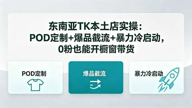 （18381期）东南亚TK本土店实操：POD定制+爆品截流+暴力冷启动，0粉也能开橱窗带货-副业吧