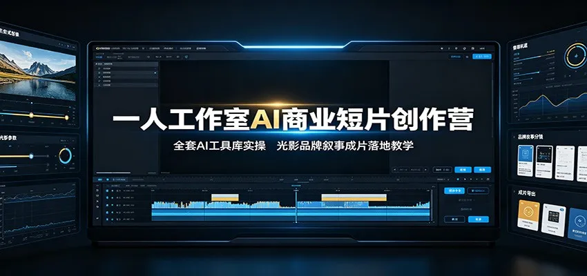 一人工作室AI商业短片创作营:全套AI工具库实操,光影品牌叙事成片落地教学-副业吧