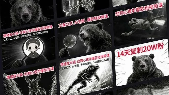 【精】情绪放大镜-动物心理学爆款短视频课,文案公式、AI生图、多平台变现,14天复制20W粉-副业吧