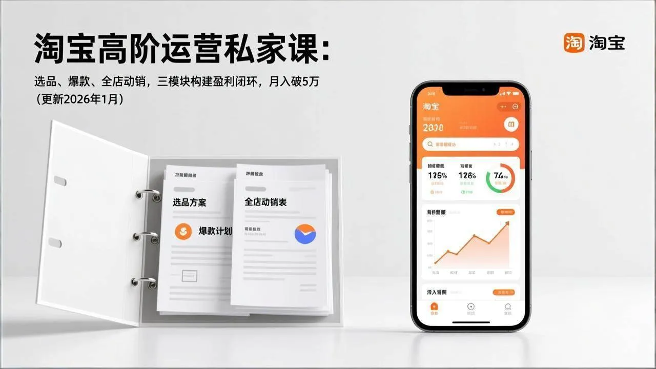 （17280期）淘宝高阶运营私家课：选品、爆款、全店动销，三模块构建盈利闭环，月入破5万（更新26年1月）-副业吧