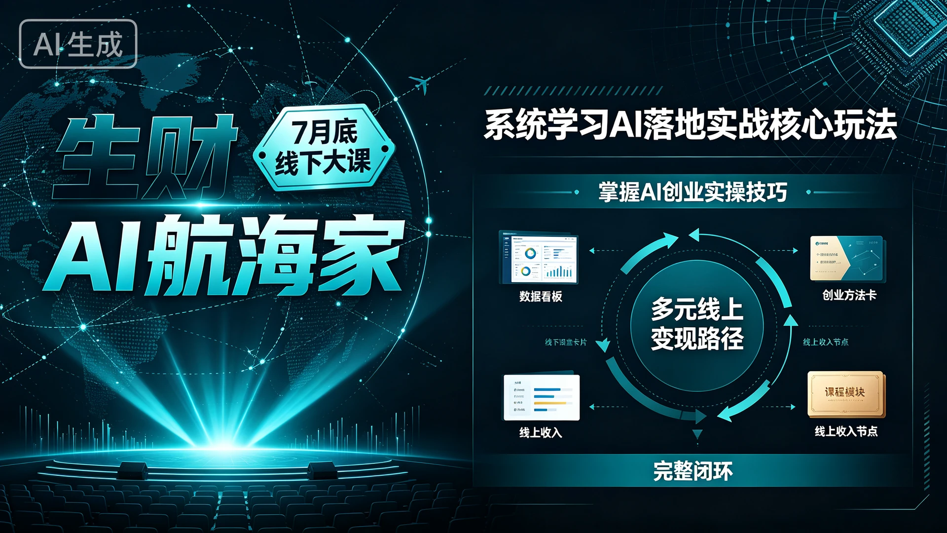【精】生财AI航海家7月底线下大课,带你系统学习AI落地实战核心玩法,掌握AI创业实操技巧解锁多元线上变现路径的完整闭环-副业吧