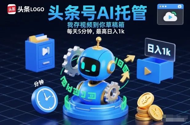 头条号AI托管,我存视频到你草稿箱,每天5分钟,最高日入1k【揭秘】-副业吧