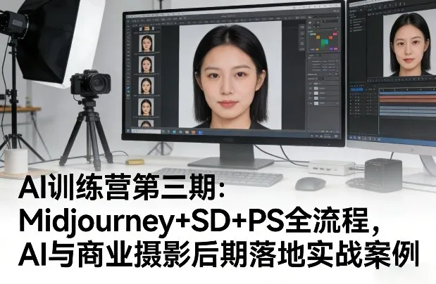 AI训练营第三期：Midjourney+SD+PS全流程，AI与商业摄影后期落地实战案例-副业吧