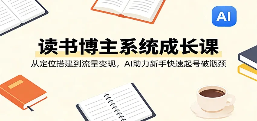 读书博主系统成长课：从定位搭建到流量变现，AI助力新手快速起号破瓶颈-副业吧