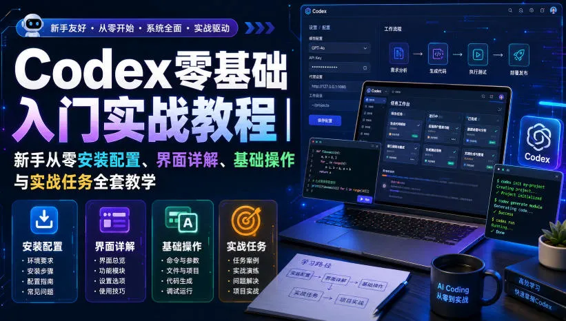 Codex零基础入门实战教程|新手从零安装配置、界面详解、基础操作与实战任务全套教学-副业吧