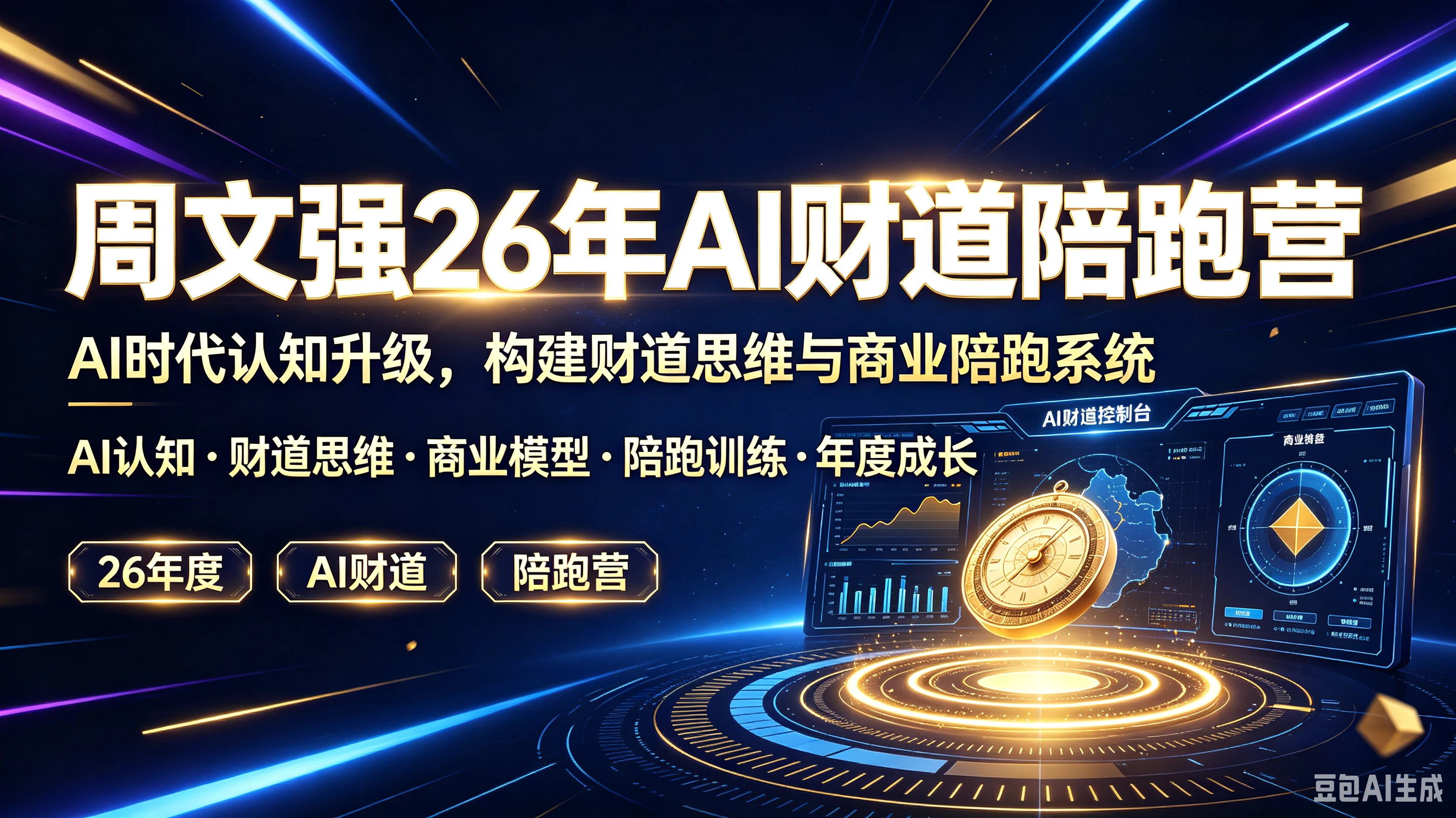 【精】周文强26年AI财道陪跑营，AI时代认知升级，构建财道思维与商业陪跑系统，AI认知、财道思维、商业模型、陪跑训练、年度成长青业城盘-副业吧